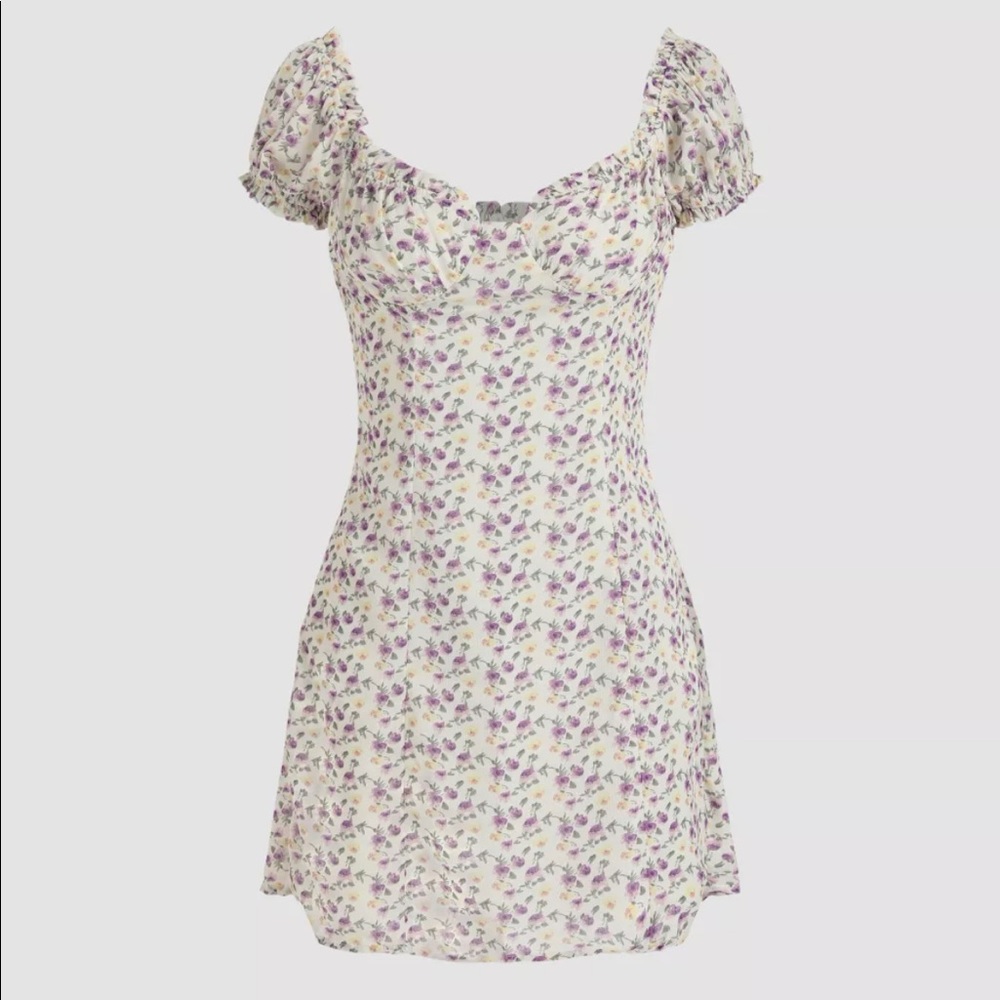 Cider Floral Puff Stretchy Sleeve Mini Dress- NWT